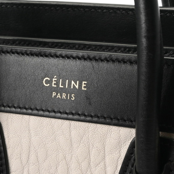 Celine Luggage Shopper White Black Calfskin Handbag - Picture 9 of 9